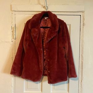 Time and Tru Red Fur Coat